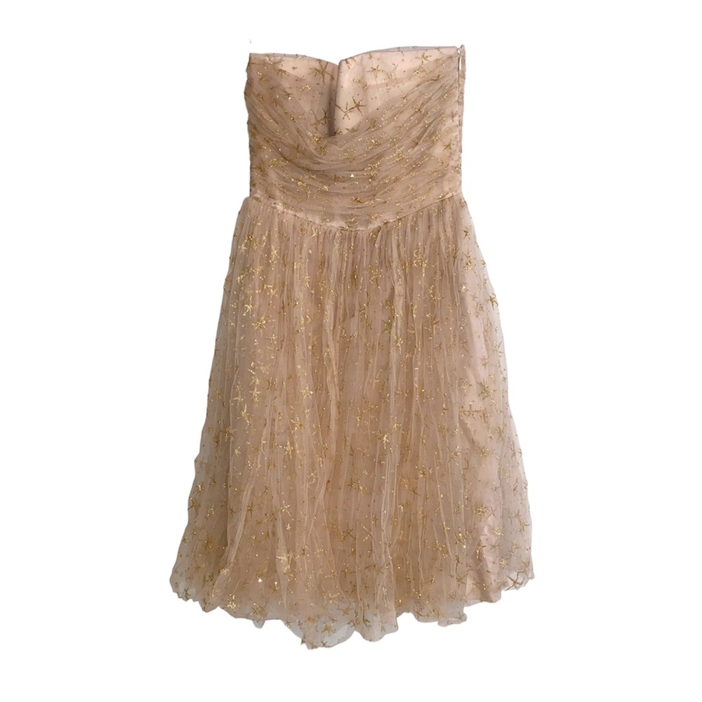 BHLDN Joanna August Rila Ball Gown Tulle Midi Star in Gold Cream Size 2 - Picture 7 of 8